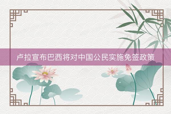 卢拉宣布巴西将对中国公民实施免签政策