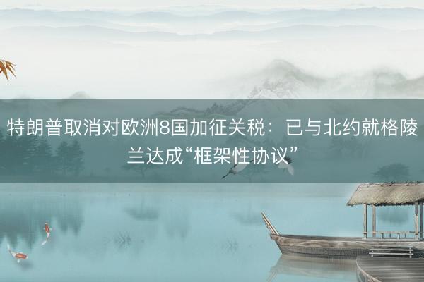 特朗普取消对欧洲8国加征关税：已与北约就格陵兰达成“框架性协议”