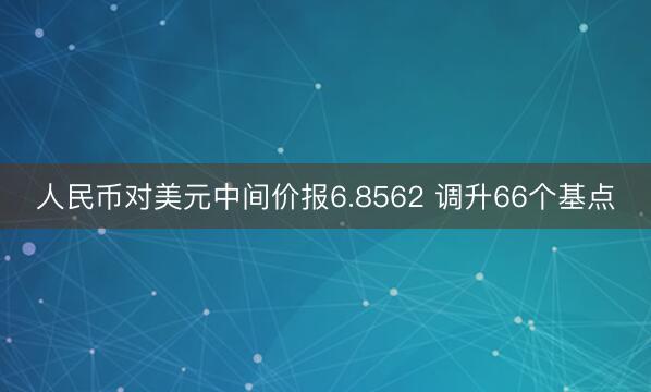 人民币对美元中间价报6.8562 调升66个基点