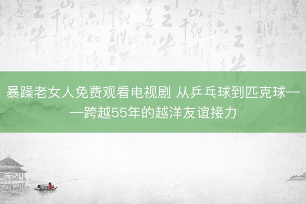 暴躁老女人免费观看电视剧 从乒乓球到匹克球——跨越55年的越洋友谊接力