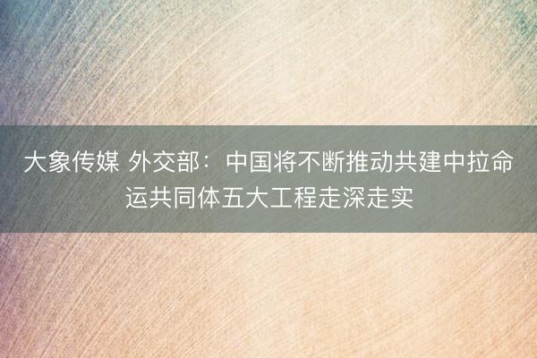 大象传媒 外交部：中国将不断推动共建中拉命运共同体五大工程走深走实