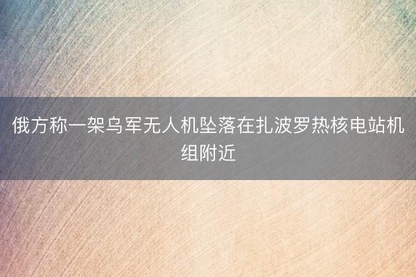 俄方称一架乌军无人机坠落在扎波罗热核电站机组附近