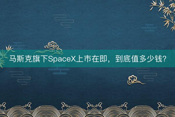马斯克旗下SpaceX上市在即，到底值多少钱？