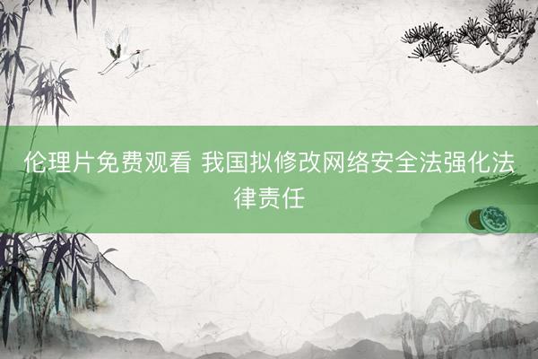 伦理片免费观看 我国拟修改网络安全法强化法律责任