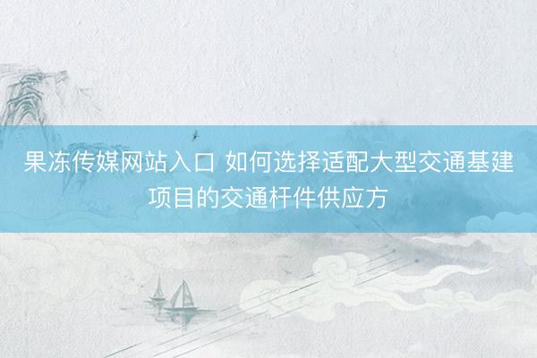 果冻传媒网站入口 如何选择适配大型交通基建项目的交通杆件供应方