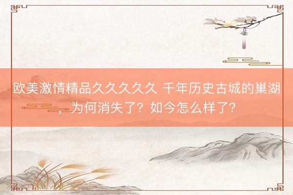 欧美激情精品久久久久久 千年历史古城的巢湖，为何消失了？如今怎么样了？