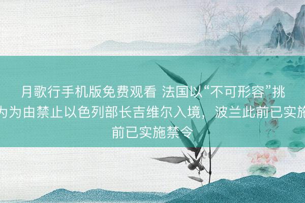 月歌行手机版免费观看 法国以“不可形容”挑衅行为为由禁止以色列部长吉维尔入境,波兰此前已实施禁令