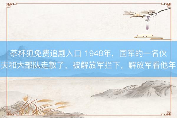 茶杯狐免费追剧入口 1948年，国军的一名伙夫和大部队走散了，被解放军拦下，解放军看他年