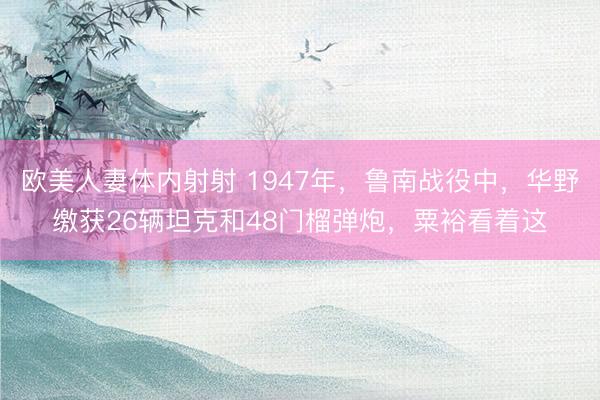欧美人妻体内射射 1947年，鲁南战役中，华野缴获26辆坦克和48门榴弹炮，粟裕看着这