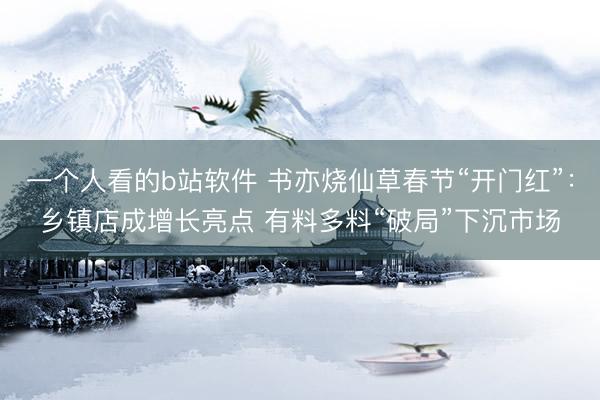 一个人看的b站软件 书亦烧仙草春节“开门红”:乡镇店成增长亮点 有料多料“破局”下沉市场