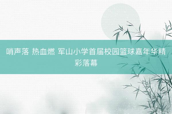 哨声落 热血燃 军山小学首届校园篮球嘉年华精彩落幕