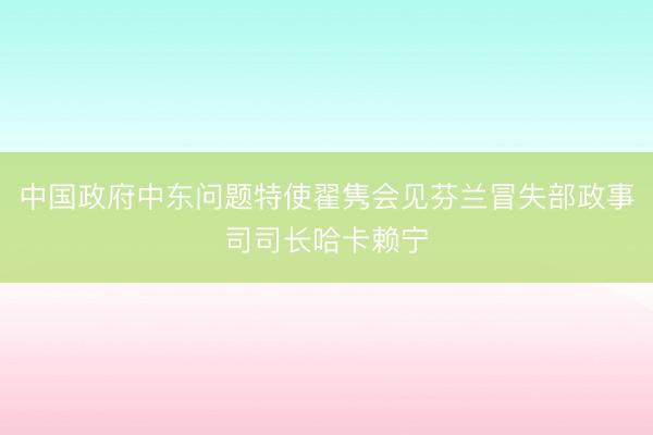 中国政府中东问题特使翟隽会见芬兰冒失部政事司司长哈卡赖宁