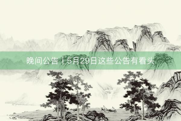 晚间公告｜5月29日这些公告有看头