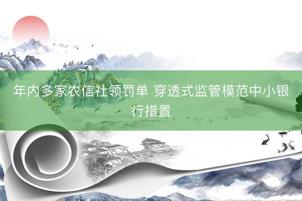 年内多家农信社领罚单 穿透式监管模范中小银行措置