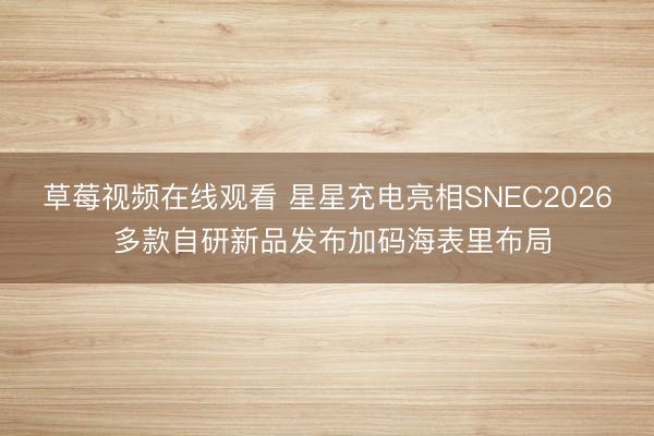 草莓视频在线观看 星星充电亮相SNEC2026 多款自研新品发布加码海表里布局