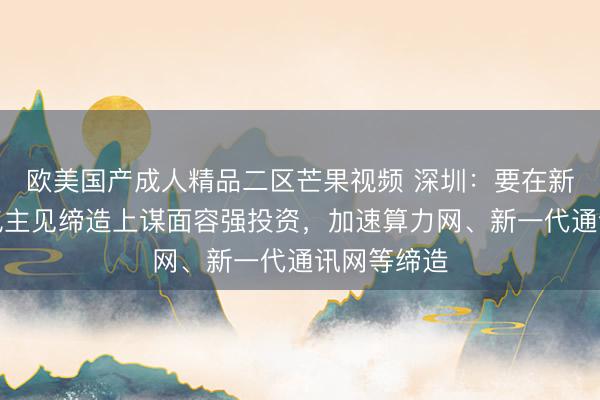 欧美国产成人精品二区芒果视频 深圳：要在新式基础才气主见缔造上谋面容强投资，加速算力网、新一代通讯网等缔造