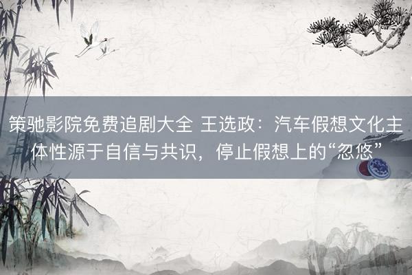 策驰影院免费追剧大全 王选政：汽车假想文化主体性源于自信与共识，停止假想上的“忽悠”