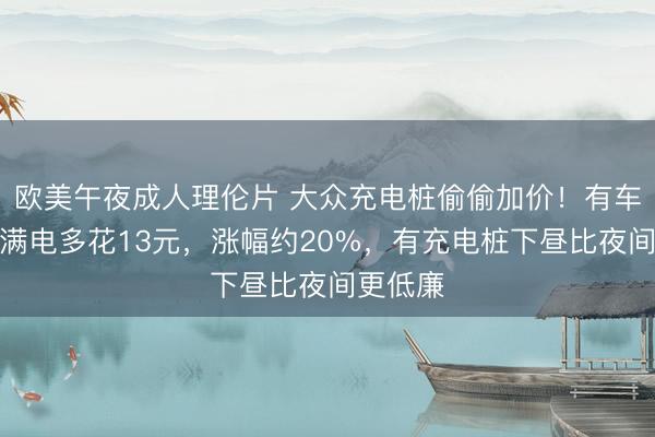 欧美午夜成人理伦片 大众充电桩偷偷加价！有车主称充满电多花13元，涨幅约20%，有充电桩下昼比夜间更低廉