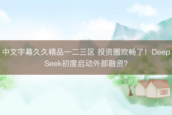 中文字幕久久精品一二三区 投资圈欢畅了！DeepSeek初度启动外部融资？