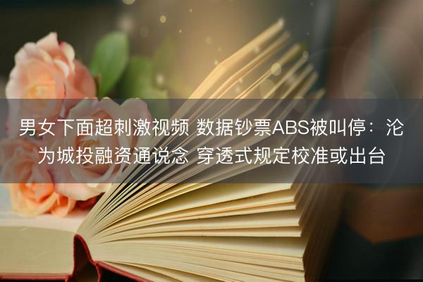 男女下面超刺激视频 数据钞票ABS被叫停：沦为城投融资通说念 穿透式规定校准或出台