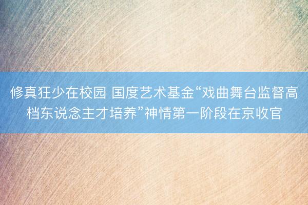 修真狂少在校园 国度艺术基金“戏曲舞台监督高档东说念主才培养”神情第一阶段在京收官