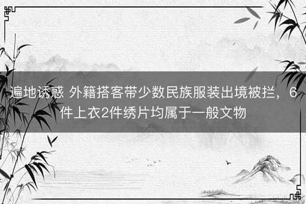 遍地诱惑 外籍搭客带少数民族服装出境被拦，6件上衣2件绣片均属于一般文物