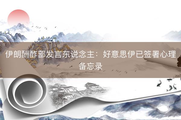 伊朗酬酢部发言东说念主：好意思伊已签署心理备忘录