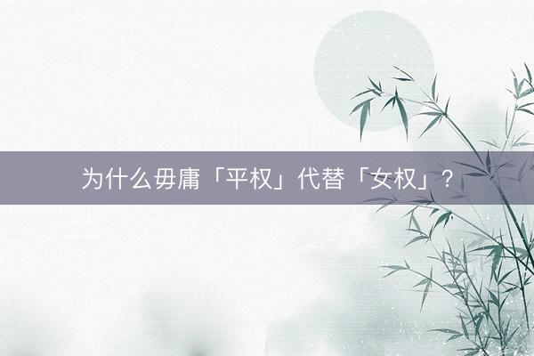 为什么毋庸「平权」代替「女权」？
