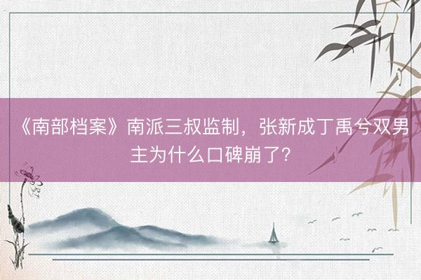 《南部档案》南派三叔监制，张新成丁禹兮双男主为什么口碑崩了？
